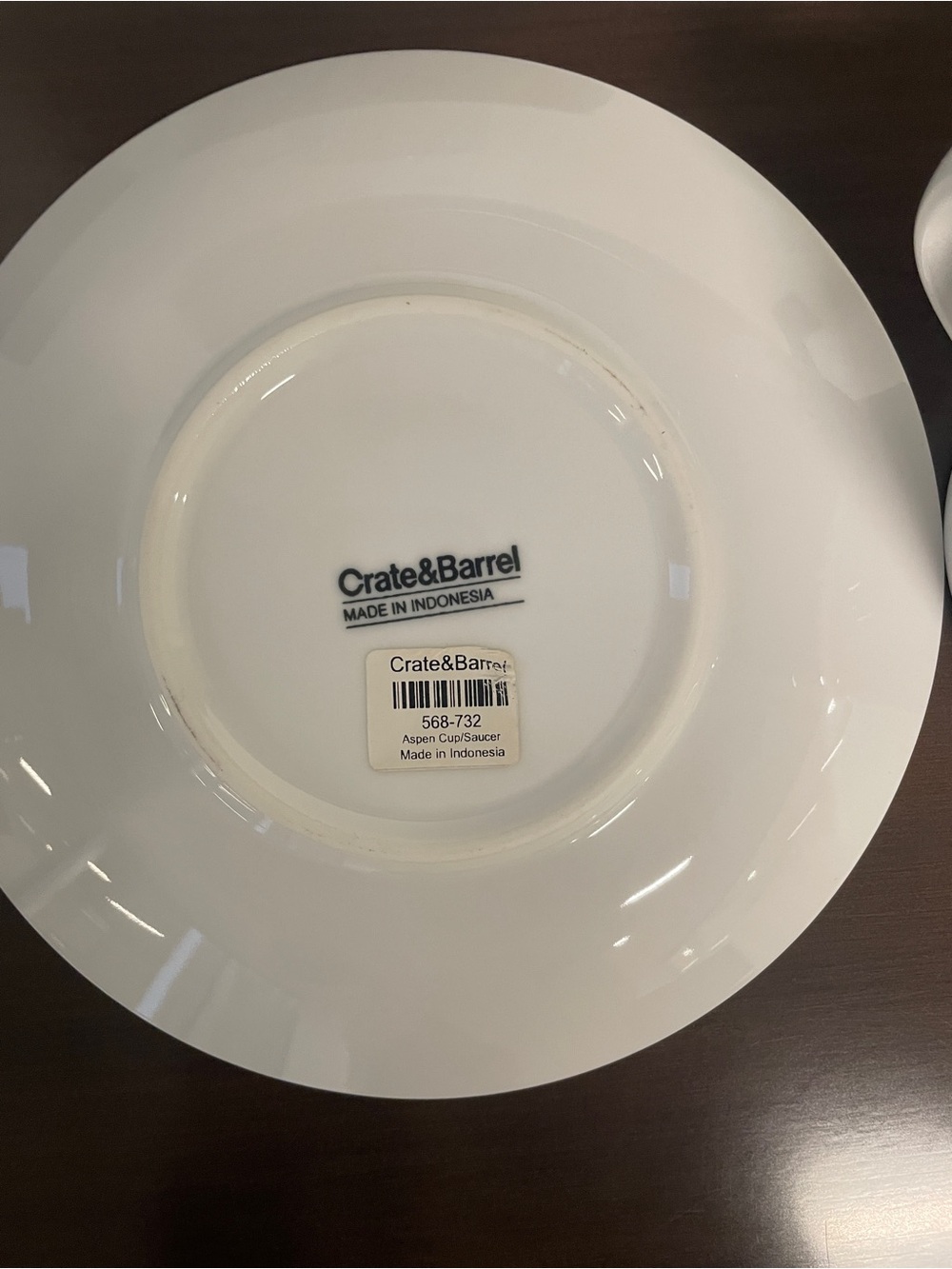 Crate & Barrel Porcelain Cups and Saucers, Set of 4 - Picture 6 of 7